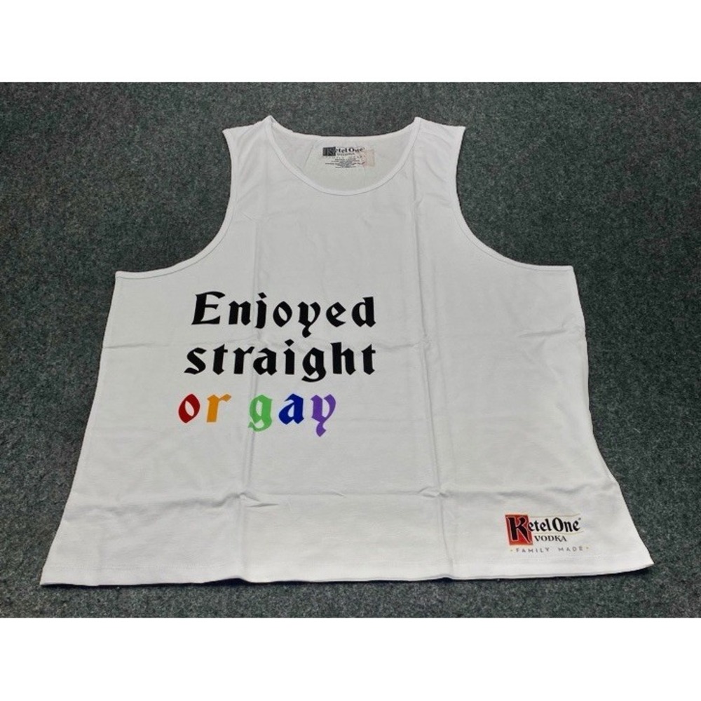 Ketel One Vodka Tank Top Mens XL White Enjoyed Straight or Gay Pride Graphic